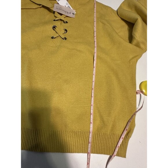 NWT Philosophy medium yellow balloon-sleeve drawstring hoodie $78 - Picture 3 of 7